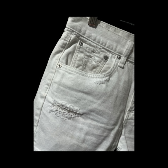 Rag & Bone White Distressed 100% cotton Denim Cutoff Shorts, Women 25 | Raw Hem - Picture 3 of 8